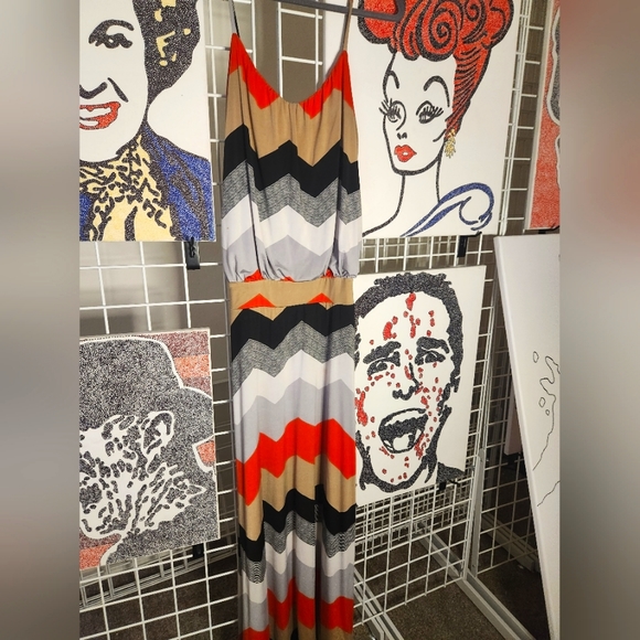 S Twelve Chevron Maxi Dress Size Large - Picture 2 of 10